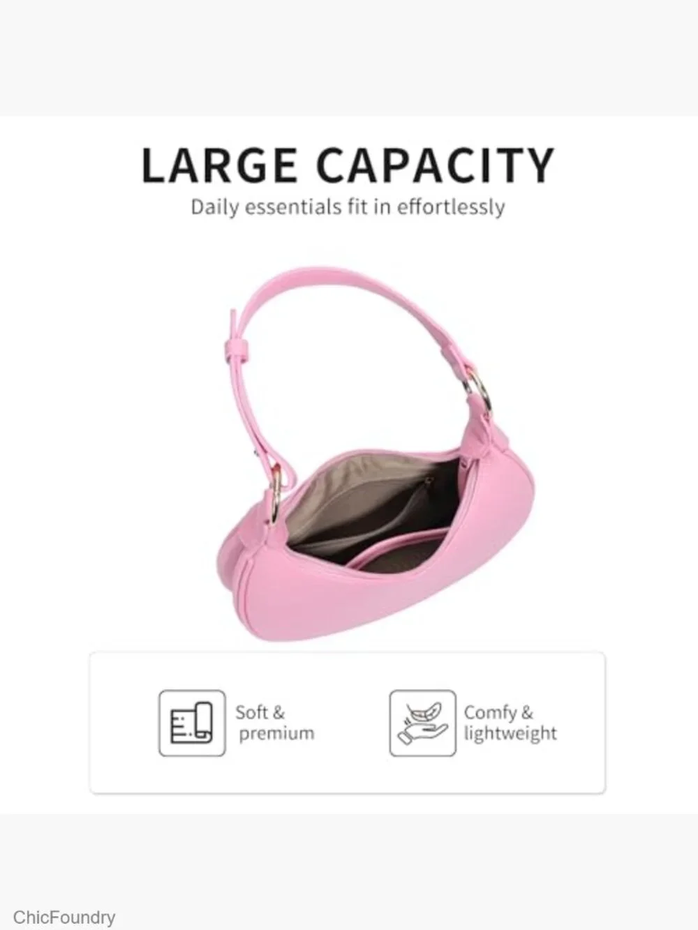 Women's Hobo Shoulder Bag Faux Leather Tote Handbag Adjustable Strap
